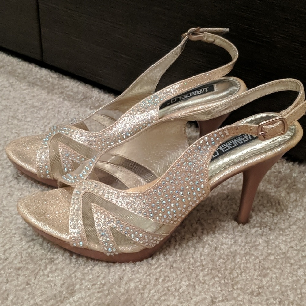 Nude gold evening heels